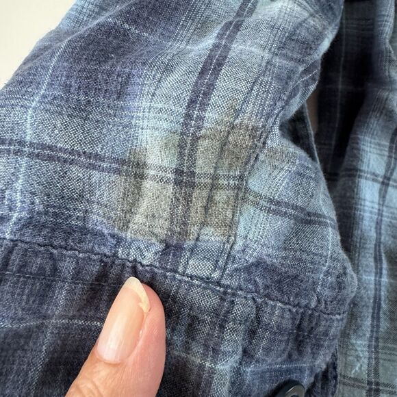 Faded Glory Mens Blue Lined Plaid Long Sleeve Cotton Flannel Shirt Size Medium - Picture 8 of 16